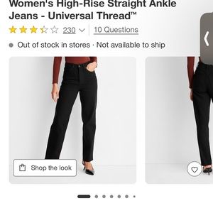 Universal Thread Women's Black High-Rise Straight Ankle Jeans